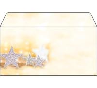 SIGEL DU035 Sobres navideños, Glitter Stars, engomado, papel especial (Ink/Laser/Copy), 90 g, DL (110x220 mm), 50 unds.