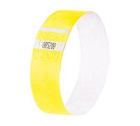 SIGEL EB218 120 Pulseras de identificación y control para eventos, personalizables, Super Soft 25,5 x 2,5 cm, amarillo fosforescente