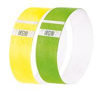 SIGEL EB219 120 Pulseras de identificación y control para eventos, personalizables, Super Soft 25,5 x 2,5 cm, amarillo y verde fosforescentes