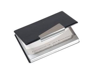 Sigel Estuche para Tarjetas de Visita 9,50 x 6,50 cm | VZ131, hasta 20 tarjetas, formato 9 x 5,8 cm, negro/plata