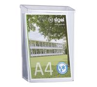 SIGEL Expositor de folletos para exterior Acrylic 24,70 x 33,90 cm | LH325, mural con tapa, resistente a los rayos UV, acrílico transparente