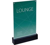 SIGEL Expositor LED Luminous 22,10 x 34,10 cm | TA420, para A4, iluminado por ambas caras, transparente/negro