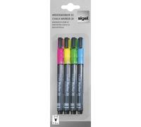 Sigel GL179 Marcador de tiza 20, punta redonda 1-2 mm, rosa/verde/amarillo/azul, 48 unidades.
