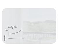 SIGEL GL305 Pizarra de cristal magnética Artverum, esquinas redondeadas, blanco, 150 x 100 cm, cristal de seguridad, fácil montaje
