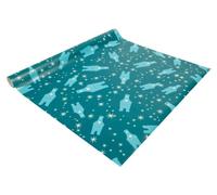 SIGEL GP119 Papel de regalo navideño "Polar bear with candle", azul petróleo, blanco, 5 m x 50 cm
