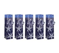 SIGEL GT027 Bolsas de papel de regalo para botellas, "Shining Stars", azul, 5 un
