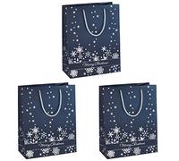 SIGEL GT110 Paquete de 3 bolsas grande, "Silver Snowflakes, 26 x 33 x 12,5 cm