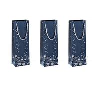 SIGEL GT112 Paquete de 3 bolsas para botellas, "Silver Snowflakes, 12,5 x 36 x 8,5 cm