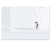 SIGEL H6370 Vade de papel de sobremesa- piedras - gris/beige - aprox. A2-2026/2027/2028 - DE/EN/FR - 30 hojas - certificación FSC