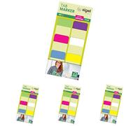 Sigel HN203 HN203 Marcapáginas adhesivos y rigidos, cinta de filme transparente extra fuerte en 60 tiras de 25 x 38 mm, 6 colores, Paquete de 4