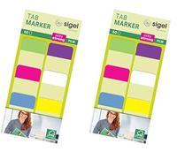 SIGEL HN203 HN203 Marcapáginas adhesivos y rigidos, cinta de filme transparente extra fuerte en 60 tiras de 25 x 38 mm, 6 colores (Paquete de 2)