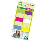 SIGEL HN203 HN203 Marcapáginas adhesivos y rigidos, cinta de filme transparente extra fuerte en 60 tiras de 25 x 38 mm, 6 colores