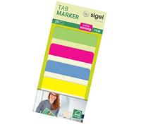 SIGEL HN204 HN204 Marcapáginas adhesivos y rigidos, cinta de filme transparente extra fuerte, 20 tiras de 50 x 38 mm, 4 colores