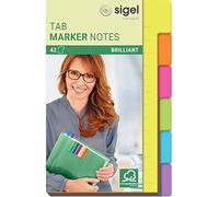 SIGEL HN205 Marca-páginas Tab Marker Notes, hecho de papel, 6 colores, 42 páginas, 9,8 x 14,8 cm