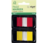SIGEL HN496 Marcapáginas adhesivos, cinta de filme transparente, 2 x 50 tiras de 25 x 43 mm, Color-Tip 2 colores