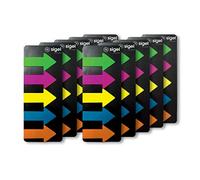 SIGEL HN600 Marcapáginas adhesivos, cinta de filme transparente, 10 fundas de 125 grandes flechas de 25 x 45 mm, 5 colores
