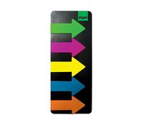 SIGEL HN600 Marcapáginas adhesivos, cinta de filme transparente, funda de 125 grandes flechas de 25 x 45 mm, 5 colores
