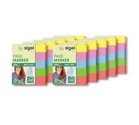 SIGEL HN625 Marcapáginas de papel adhesivos, 10 fundas de 200 tiras de 50 x 12 mm, 5 colores