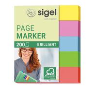 SIGEL HN625 Marcapáginas de papel adhesivos, funda de 200 tiras de 50 x 12 mm, 5