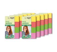 SIGEL HN630 Marcapáginas adhesivos de papel, 1600 hojas de 5 x 2 cm, certificado FSC, naranja, amarillo, rosa, verde