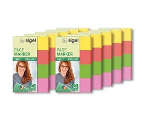 SIGEL HN630 Marcapáginas adhesivos de papel, 1600 hojas de 5 x 2 cm, certificado FSC, naranja, amarillo, rosa, verde