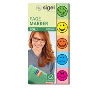 SIGEL HN630 Marcapáginas de papel adhesivos, diseño Smiley, funda de 200 tiras d