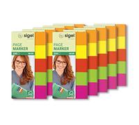 SIGEL HN655 Marcapáginas de papel adhesivos, 10 fundas de 200 tiras de 50 x 12 mm, 5 colores