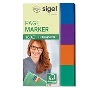 SIGEL HN671 Marcapáginas transparentes y adhesivos, funda de 160 tiras de 50 x 20 mm, 4 colores