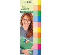 SIGEL HN682 Marcapáginas de papel adhesivos, funda de 500 tiras de 50 x 15 mm, 10 colores