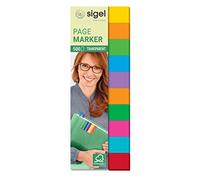 SIGEL HN684 Marcapáginas adhesivos, cinta de filme transparente, 500 tiras de 44 x 12,5 mm, 9 colores