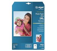 SIGEL IP666 Papel fotográfico profesional para impresoras InkJet, tamaño A4 (21 x 29,7 cm), satinado mate, 190 g, 20 hojas