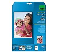 SIGEL IP677 Papel fotográfico profesional para impresoras InkJet, tamaño A4 (21 x 29,7 cm), alto brillo, 260 g, 20 hojas