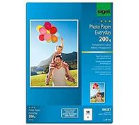 SIGEL IP711 Papel fotográfico Everyday para impresoras InkJet, tamaño A4 (21 x 29,7 cm), alto brillo, 200 g, 50 hojas