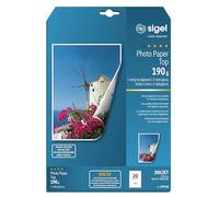 SIGEL IP720 Papel fotográfico para impresoras InkJet, impresión 2 caras, tamaño A4 (21 x 29,7 cm), alto brillo, 190 g, 20 hojas