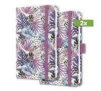 SIGEL J4354 Jolie Agenda semanal 2024, Violet Jungle Fever, 9,5 x 15 cm, tapa dura, 174 páginas, púrpura, beere, azul, 2 piezas