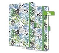 SIGEL J4355 Jolie Agenda semanal 2024, Green Jungle Fever, 13,5 x 20,3 cm, tapa dura, 174 páginas, verde, azul claro, 2 piezas