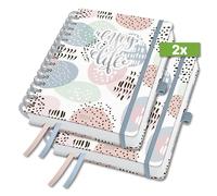 SIGEL J4602 Jolie Agenda de espira 2024, Rose Inspiration, 16,8 x 21,5 cm, tapa dura, 240 páginas, rosa, verde menta, gris, 2 piezas