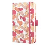 SIGEL J5358 Jolie Agenda semanal 2025, diseño Spring Linear Leaves, 9,5 x 15 cm, tapa dura, 174 páginas, pink, beige, blanco