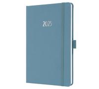 SIGEL J5401 Agenda semanal Jolie 2025, certificación FSC, dos páginas = una semana, tapa dura superficie textil, aprox. A5, azul, 174 páginas