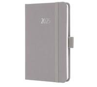 SIGEL J5402 Agenda semanal Jolie 2025, certificación FSC, dos páginas = una semana, tapa dura superficie textil, aprox. A6, gris claro, 174 páginas