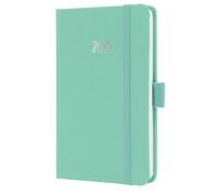 SIGEL J5408 Agenda semanal Jolie 2025, certificación FSC, dos páginas = una semana, tapa dura superficie textil, aprox. A6, verde menta, 174 páginas
