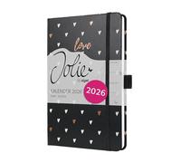 SIGEL J6335 Agenda semanal Jolie 2026-1 año - aprox A5 - Dark Love - dos páginas = una semana - tapa dura - 80 g/m² - negro - 174 p - certificación FSC