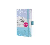 SIGEL J6346 Agenda semanal Jolie 2026-1 año - aprox A6 - Butterfly Confetti Candy - dos páginas = una semana - tapa dura - 80 g/m² - azul/violett - 174 p - certificación FSC