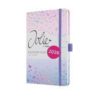 SIGEL J6347 Agenda semanal Jolie 2026-1 año - aprox A5 - Butterfly Confetti Candy - dos páginas = una semana - tapa dura - 80 g/m² - violett/rosa - 174 p - certificación FSC