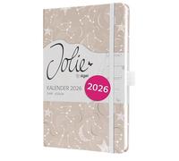 SIGEL J6349 Agenda semanal Jolie 2026-1 año - aprox A5 - Cosmic Fantasy Beige - dos páginas = una semana - tapa dura - 80 g/m² - beige/blanco - 174 p - certificación FSC