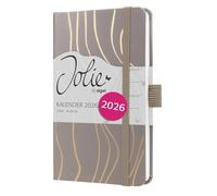 SIGEL J6350 Agenda semanal Jolie 2026-1 año - aprox A6 - Mocca Meringue - dos páginas = una semana - tapa dura - 80 g/m² - marrón - 174 p - certificación FSC