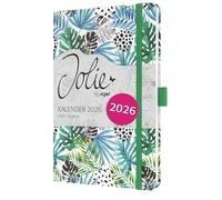 SIGEL J6355 Agenda semanal Jolie 2026-1 año - aprox A5 - Green Jungle Fever - dos páginas = una semana - tapa dura - 80 g/m² - verde/azul claro - 174 p - certificación FSC