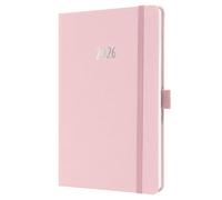 SIGEL J6405 Agenda semanal Jolie 2026-1 año - aprox A5 - Soft Rose - dos páginas = una semana - tapa dura - 80 g/m² - rosa claro - 174 p - certificación FSC