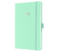 SIGEL J6409 Agenda semanal Jolie 2026-1 año - aprox A5 - mighty mint - dos páginas = una semana - tapa dura - 80 g/m² - verde menta - 174 p - certificación FSC