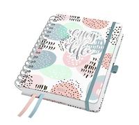 SIGEL J6602 Agenda de espira Jolie 2026-1 año - aprox A5 - Rose Inspiration - dos páginas = una semana - tapa dura - 120 g/m² - rosa/gris/menta - 240 p - certificación FSC